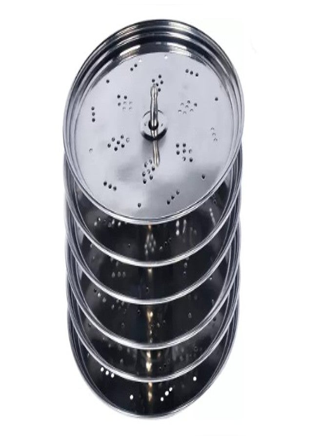 LUXURIA Diamond MINI IDLI, Idli, Idiyappam, Pure Stainless Steel Plate Set (Medium Idiyappam Plate, 3),Silver - Image 1